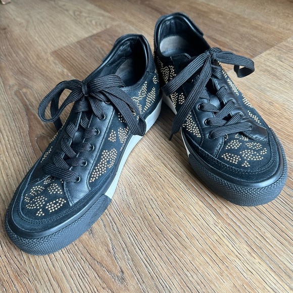 Rag and Bone women’s RB Army low top sneaker, studded leopard, black gold, 38.5 - Picture 3 of 13